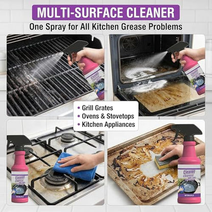 2026 Upgrade Fast Acting Heavy Duty Grill Degreaser Spray Set Multi Grill Cleaner Fast Clean Outdoor Solution for Grills Smoker BBQ Grates Oven Effortless Removes Grease Degreaser Smoky Stain (2PCS) - color: 2PCS