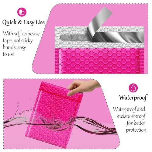 Bubble Mailers 8.5x12'' 25 Pack, Rose Red Padded Envelopes, Self Sealing Strong Adhesion Shipping Envelopes, Waterproof Mailing Envelopes, Cushioning Bubble Envelopes Usable Size 8.5x11" - color: Rose Red, size: 8.5x12" 25Pcs