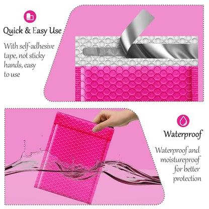 Bubble Mailers 8.5x12'' 25 Pack, Rose Red Padded Envelopes, Self Sealing Strong Adhesion Shipping Envelopes, Waterproof Mailing Envelopes, Cushioning Bubble Envelopes Usable Size 8.5x11" - color: Rose Red, size: 8.5x12" 25Pcs