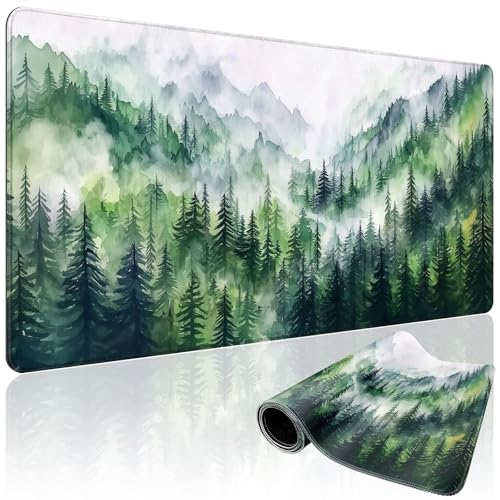 Misty Forest Mountain Gaming Mouse Pad Desk Mat 31.5"x15.7" - color: Misty Forest Mountain
