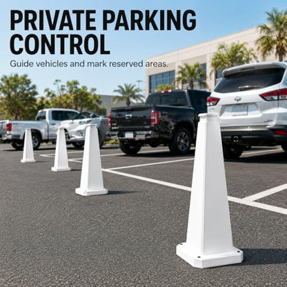BESEA 3 Pack 28 Inch White Traffic Cones with Weighted Base - color: White, size: 28INCH