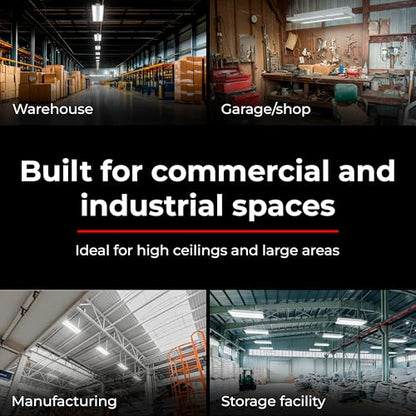 RAB Lighting RBAY15M LED High Bay Light - 260W 220W 160W Adjustable Linear High Bay Lighting Fixture - 3500K 4000K 5000K Dimmable 0-10V - Warehouse Lighting Shop Light 120-277V - size: M