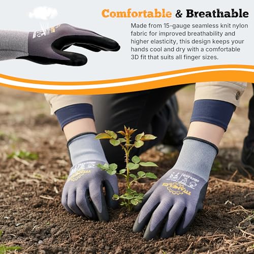 TitanFlex Work Gloves, MicroFoam Nitrile Coated, Seamless Knit Nylon - color: 6 Pairs, size: Large
