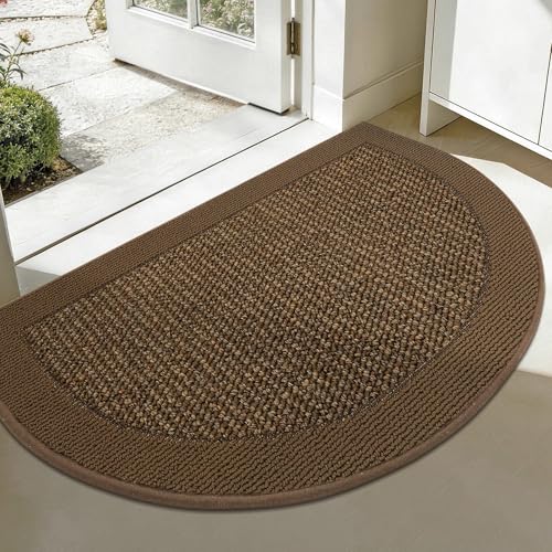 Dirt Trapper Door Mats 26" x 40", Non-Slip & Washable, Brown - color: Brown, size: 26" X 40" (Semicircular)