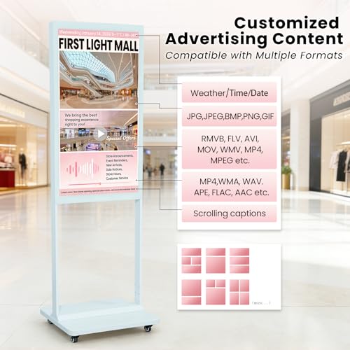 32" Digital Signage Display Kiosk Indoor Floor Standing Advertising White - size: 32 Inch-White
