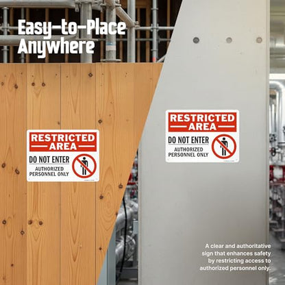 SmartSign 2-Pack 'Restricted Area Do Not Enter Authorized Personnel Only' OSHA Metal Sign - 10" x 14", 40 mil Laminated Rustproof Aluminum, Fade-Resistant, Red, Black and White, Made in USA - style: 10" x 14" - Aluminum (Pack of 2)