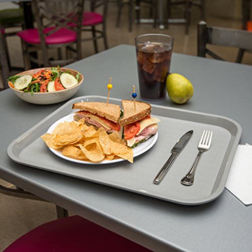 Carlisle FoodService Products Cafe Plastic Fast Food Tray, 14" x 18", Gray (Pack of 2) - size: 17.9" x 14" x 1" (Pack of 2)