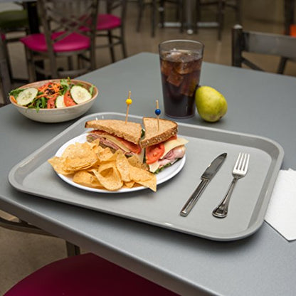 Carlisle FoodService Products Cafe Plastic Fast Food Tray, 14" x 18", Gray (Pack of 2) - size: 17.9" x 14" x 1" (Pack of 2)