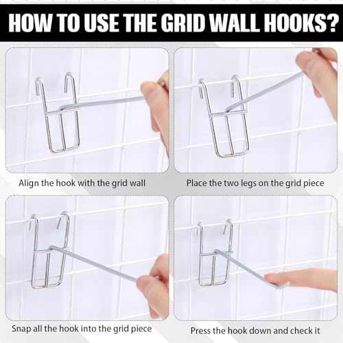 Moxweyeni 25 Pack Grid Wall Hooks, 6 Inch Silver Gridwall Hanger - color: Silver, size: 6 Inch