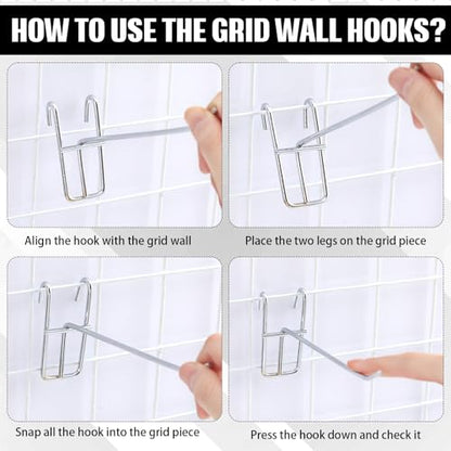 Moxweyeni 25 Pack Grid Wall Hooks, 6 Inch Silver Gridwall Hanger - color: Silver, size: 6 Inch