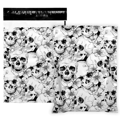 JarThenaAMCS 100Pcs Halloween Skull Poly Mailers 10 x 13 Inch Packaging Bags Self Seal Mailing Envelope Bags for Small Business Clothing Gift - style: skull