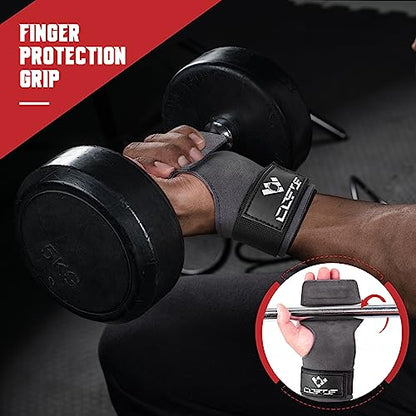 Weight Lifting Wrist Strap, Double-Layer Leather for Deadlift Powerlifting - color: Gray