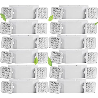 12 Pack LED Emergency Light Fixture, Commercial Emergency Lights with Battery Backup, Square Two Head Adjustable LED Emergency Lighting for Power Failure Business, Emergency Exit Light AC 110V-277V - color: 12 Pack