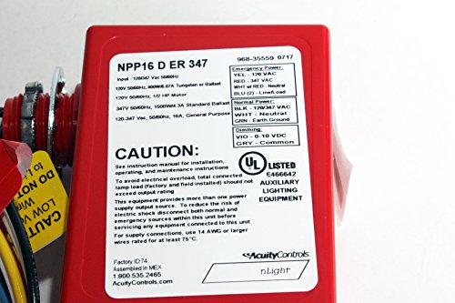 NPP16 D ER 347 nLight Power/Relay Pack, Occupancy Controller, Dimming, Emergency Operation, 347VAC