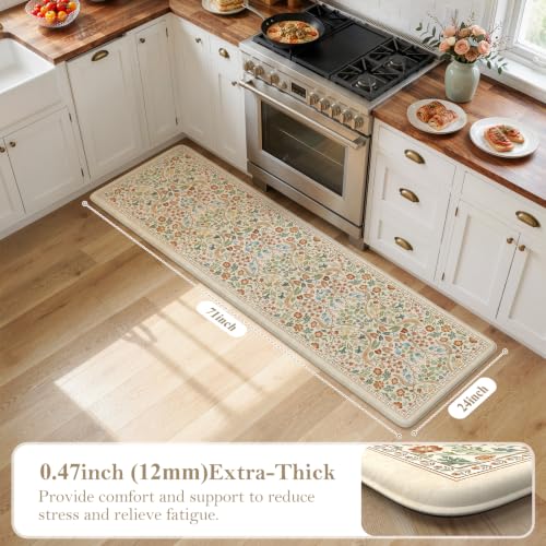 Collive Kitchen Mats for Floor Beige Kitchen Rugs Non Slip, 24''x71'' - color: Beige, size: 24"W x 71"L