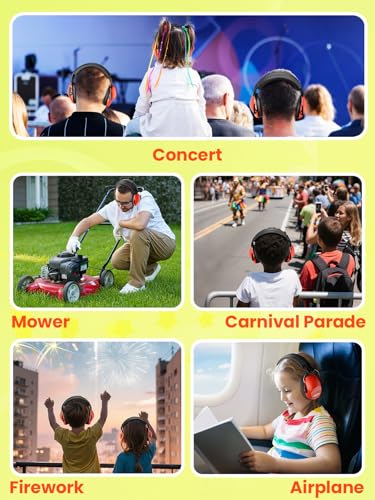 Dr.meter Kids Ear Protection Ear Muffs for Noise Reduction Monster Jam - color: Orange