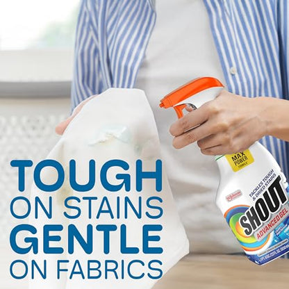 Shout Advanced Laundry Stain Remover Gel for Clothes Laundry, Breaks Down Stubborn, Dried-in, and Tough Stains, 22oz Spray, Pack of 6 (Packaging May Vary) - size: 22 Fl Oz (Pack of 6)
