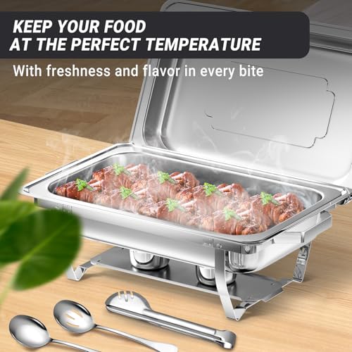Chafing Dishes for Buffet, 8 Qt Food Warmers 4 Pack 4 Pans Silver - color: Silver