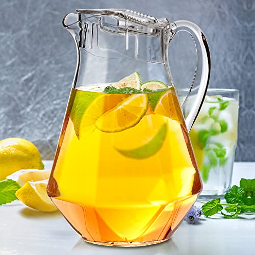 Amazing Abby - Sparkly - Plastic Pitcher (64 oz, 2 Quart), Clear Water Pitcher with Lid, Fridge Jug, BPA-Free, Shatter-Proof, Great for Iced Tea, Sangria, Lemonade, Juice, Milk, and More - style: Sparkly (64 oz)