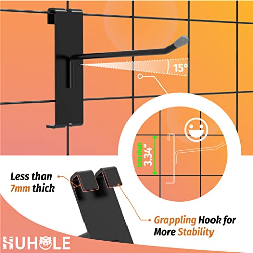 HUHOLE 50 Pack 4 Inch Black Gridwall Hooks Metal Display Hangers - size: 4 Inch