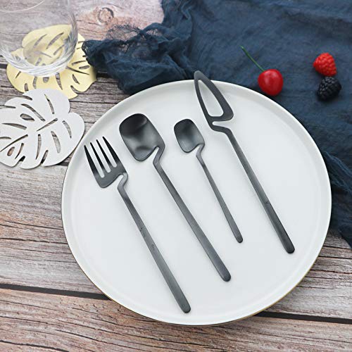 JASHII Honey Jam Spoon, Stainless Steel Mini Coffee Spoon, Teaspoon, 6-piece (Matte Black) - color: Black coffee spoon 6pcs, size: service 6