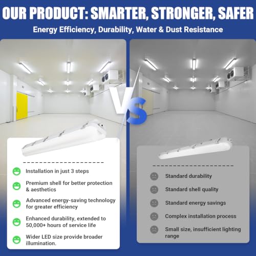 4FT LED Vapor Tight Light 60W/50W/40W,4000K/5000K/6000K CCT,4Pack - size: 4FT (4-Pack)