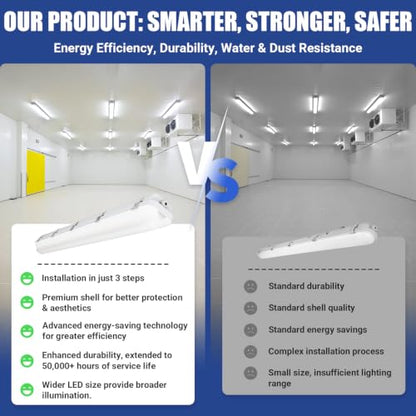 4FT LED Vapor Tight Light 60W/50W/40W,4000K/5000K/6000K CCT,4Pack - size: 4FT (4-Pack)