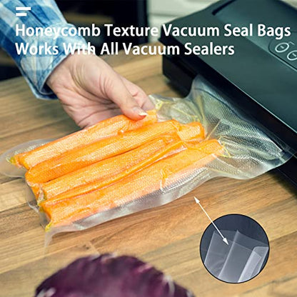Vacuum Sealer Bags, 8" × 12" 100 PCS Heavy Duty Pre-Cut Design Commercial Grade Food Sealable Bag for Heat Seal Food Storage,Smell Proof Bags Boilsafe to 280°F Freezable, Resizable,Reuseable (100Pcs) - size: 8 x 12 Inch 100 Pcs