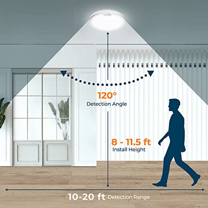 BLNAN Motion Sensor Ceiling Light Wired, 8.7 Inch 3000K 4000K 5000K Selectable LED Flush Mount Light Fixture, Motion Activated Light with Timer for Hallway Stair Walk-in Closet, Non-Dimmable 1 Pack - size: 8.7inch-1pack White