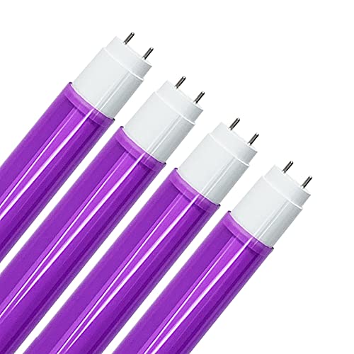 KASTLITE Purple LED T8 Bulb Combo Kit with Safety Sleeve, 4000K, 4-Pack - color: Purple
