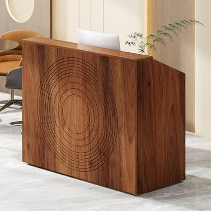 LITTLE TREE 47-Inch Reception Desk with Counter, Oak Front Desk Reception Room Table, Retail Counter for Checkout, Modern Welcome Desk for Lobby, Office, Beauty Salon - color: Oak