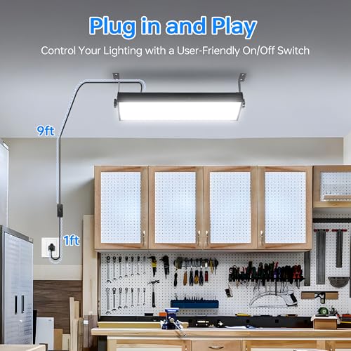 YQNLIFA 150W LED Shop Light, 18000LM 6000K Waterproof Garage Lights, 2 Pack