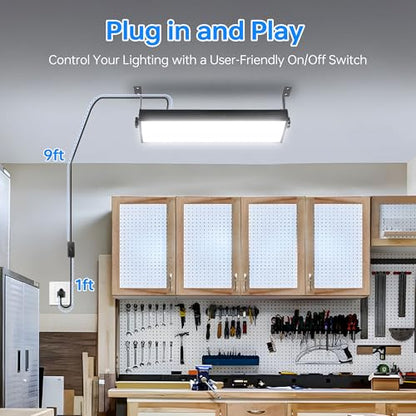 YQNLIFA 150W LED Shop Light, 18000LM 6000K Waterproof Garage Lights, 2 Pack
