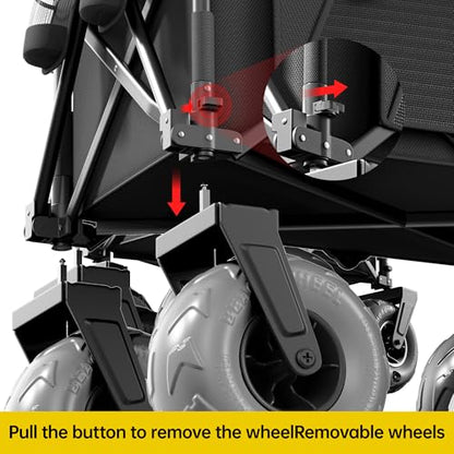 DXZ Beach Wagon Cart with Big Wheels for Sand – Folding Collapsible Wagon, Heavy Duty Wagons Carts Foldable for Beach, Camping, Outdoor Gear, Easy Setup Black Grey - color: Black Grey