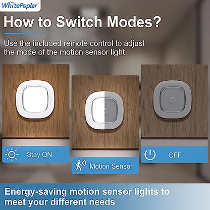 Battery Powered Motion Sensor Light with Remote, Wireless 300LM Indoor - color: Color Changeable - Remote