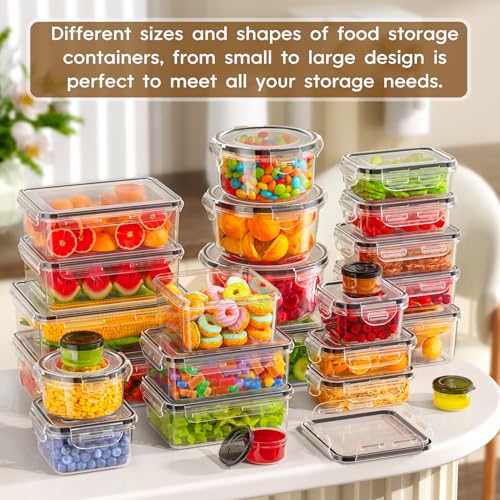 KEMETHY 70 PCS Food Storage Containers with Lids Airtight, Total 856oz, BPA-free, Food-grade, Eco-friendly Material, Leak Proof Plastic Containers, Microwave/Dishwasher Safe - color: 70 PCS
