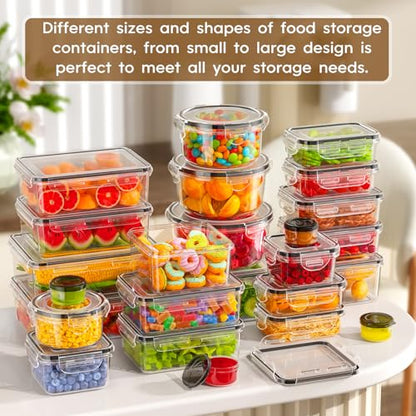 KEMETHY 70 PCS Food Storage Containers with Lids Airtight, Total 856oz, BPA-free, Food-grade, Eco-friendly Material, Leak Proof Plastic Containers, Microwave/Dishwasher Safe - color: 70 PCS