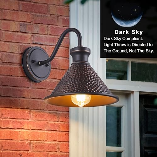 Tarentlight Gooseneck Outdoor Wall Sconce 1-Light E26 Socket Farmhouse Wall Mount Porch & Patio Lights,9.3Inch Width Casting Aluminum Shade,Oil Rubbed Bronze,Easily Installed in Outdoor and Indoor. - color: 1 Pack Oil-Rubbed Bronze(Without Photocell)