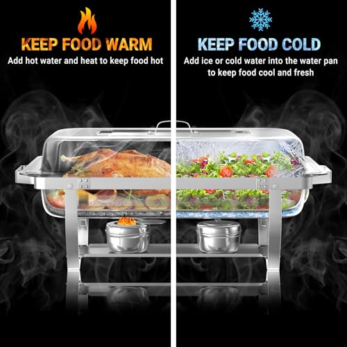 Chafing Dishes for Buffet, 8 Qt Food Warmers 4 Pack 4 Pans Silver - color: Silver