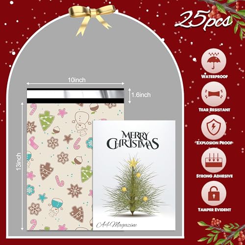 Christmas Poly Mailer 10x13 Inch 25 Pcs, Christmas Elements - color: Christmas Elements, size: 10x13 Inch 25Pcs