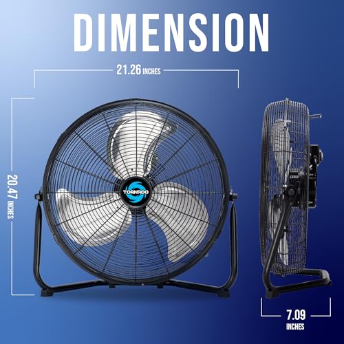 Tornado 18 Inch Industrial Powerful Metal Floor Fan, 3-Speed High Velocity Cooling Floor Standing Fan for Industrial, Commercial, and Home Spaces, 120°Tilt, 6.0 FT Cord, Black - size: 18 Inch Original