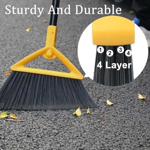 Heavy Duty Yellow Angle Broom with Long Handle - 4 Pack - color: 4pack Yellow