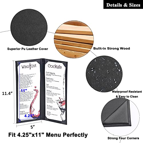 4.25 x 11 inches Leather Menu Holder Double Views - size: 4.25 x 11 inch/2 views/1 pcs