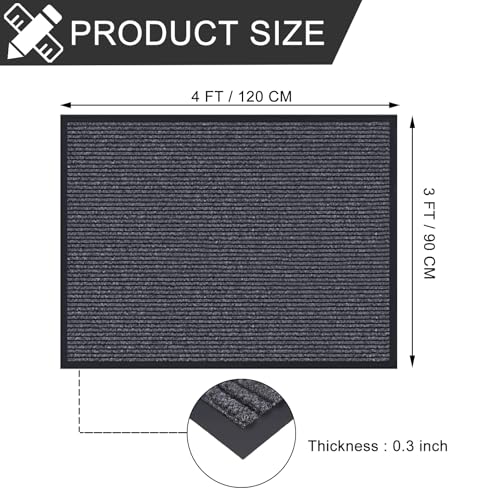 CHICHIC 3'x4' Indoor Outdoor Heavy Duty Door mat, Welcome Front Door Mat for Home Entrance, Super Water Absorbent Large Commercial Floor Mats, Non Slip Rubber Back Entryway Rugs for Garage (Grey) - size: 3'x 4'