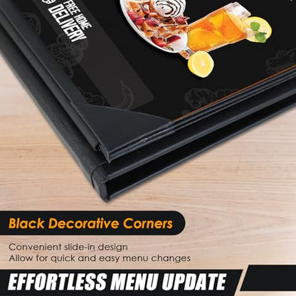 NATGAI 10 Pack 3 Page 4 Panel Restaurant Menu Covers 8.5" x 11" - size: 4 View, 8.5"×11"