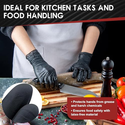 M68 Black Nitrile Gloves 4 Mil Disposable, Latex Free Powder Free, Textured Fingertips, Chemical Resistant, Cooking, Cleaning - size: Medium