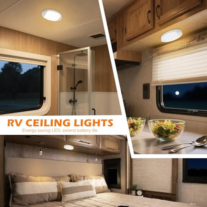 Facon 12V RV Oval Pancake Light, Length: 6'', 4000K Nature White Light, 12Volt Interior RV Ceiling Dome Light with On/Off Switch, for RV Motorhomes Camper Caravan Trailer Boat - size: Switch Only, 1 Pack