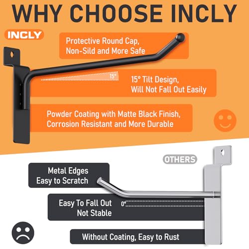 INCLY 60 Pack Slatwall Hooks, 6 Inch Slat Wall Hanging Hook and Hanger - size: 6 Inch