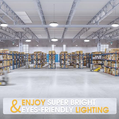 Elaruslux 200W 2 Pack UFO LED High Bay Light with Diffuser 28,000lm 5000K LED High Bay Lights AC110-277V 5' Cable with Plug Waterproof UFO Lights for Garage Shop Gym Factory - size: 2 Pack