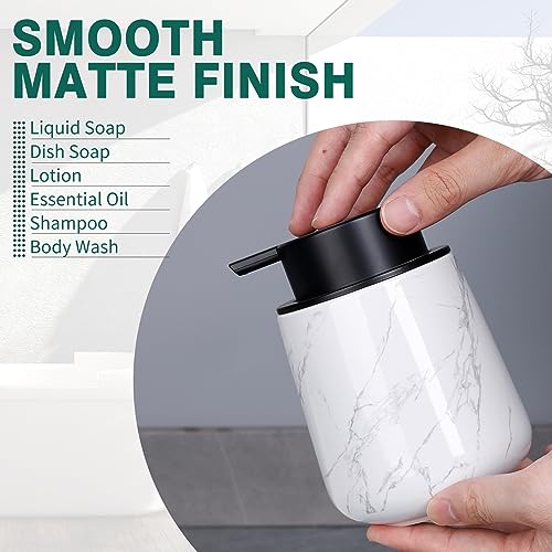 BosilunLife Ceramic Soap Dispenser - Dish Soap Dispenser for Bathroom 12Oz - color: Marble